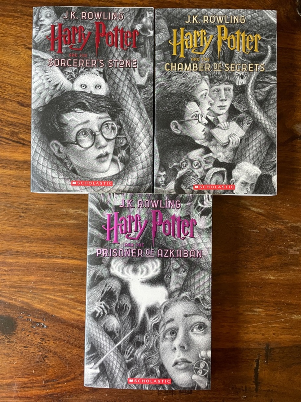 7 Harry Potter Complete Books Set of Seven Scholastic Black White Covers - Picture 7 of 16